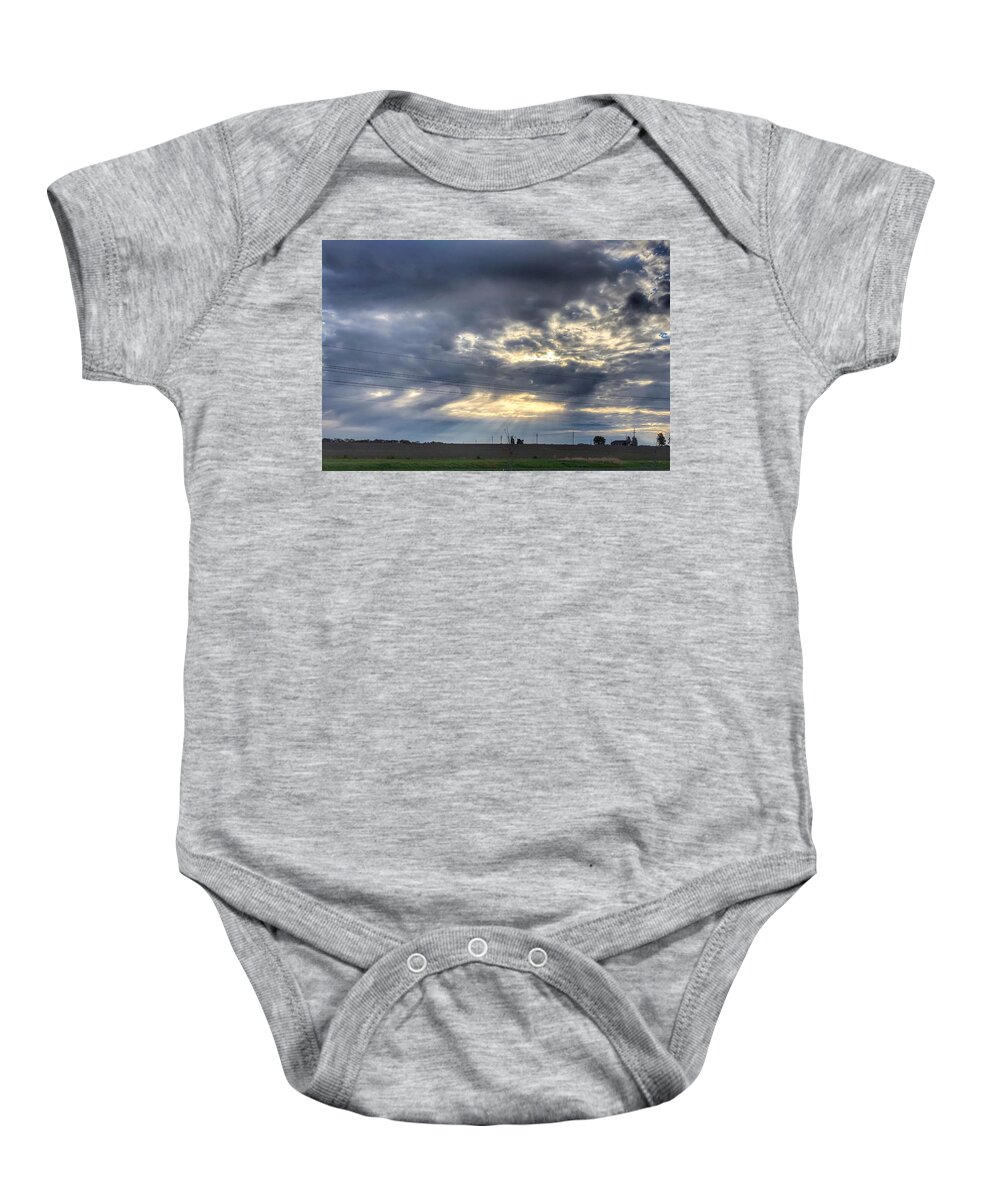 Landscape Baby Onesie featuring the photograph Sunrise over Rural Kansas by Michael Dean Shelton