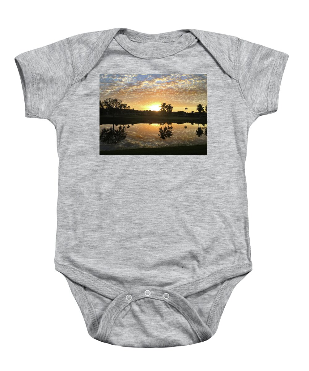 Lexington Country Club Baby Onesie featuring the photograph Sunrise Reflection at Lexington in Fort Myers Florida by David T Wilkinson