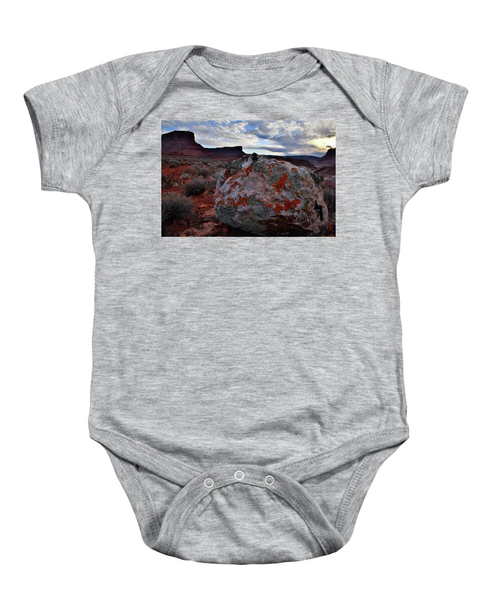 Utah Baby Onesie featuring the photograph Sunset in Castle Valley Utah by Ray Mathis