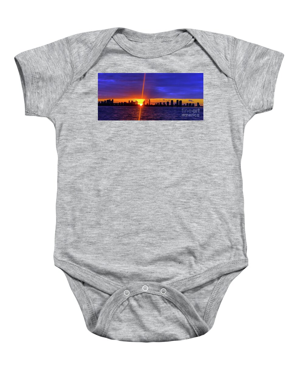 Miami Baby Onesie featuring the photograph Sunset in Miami Florida USA - Study IV by Doc Braham