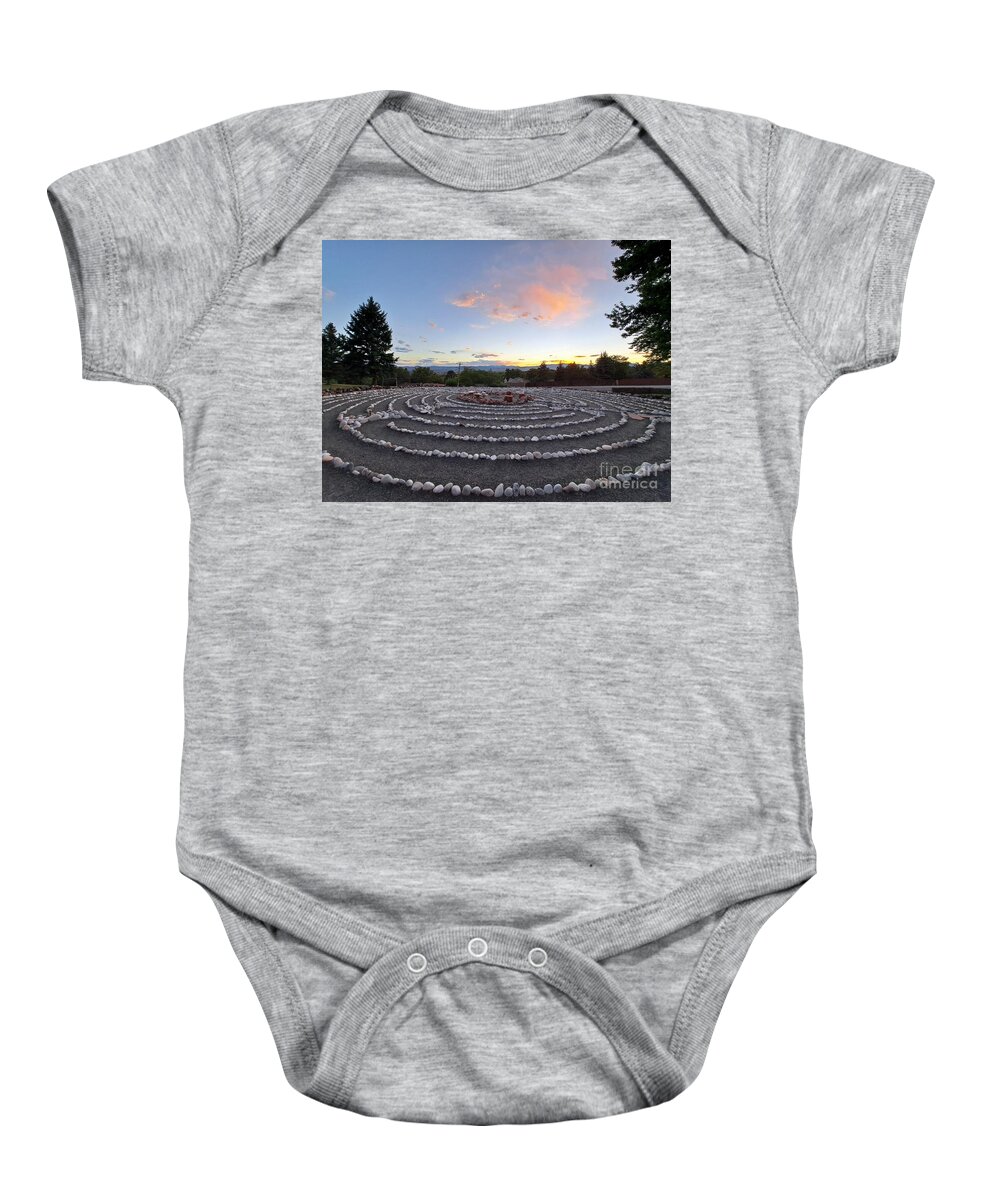 Labyrinth Baby Onesie featuring the digital art Sunset Labyrinth Colorado by Mars Besso