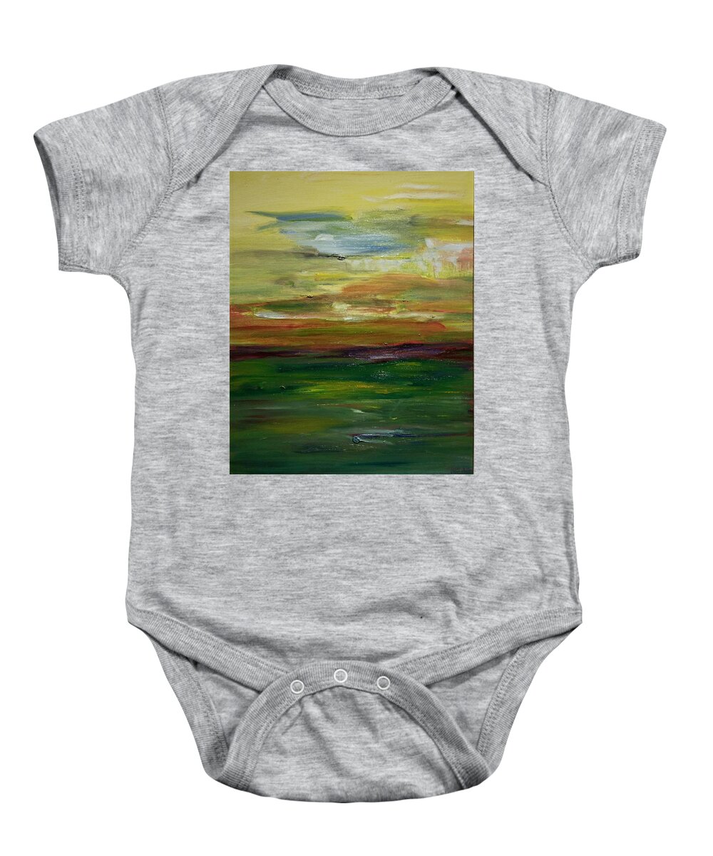 Landscape Baby Onesie featuring the painting Sunset Mystery by Alida M Haslett