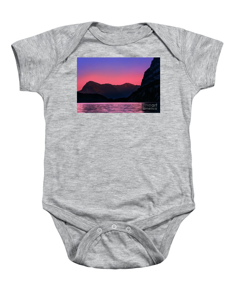 Lake Baby Onesie featuring the photograph Sunset over the lake by The P