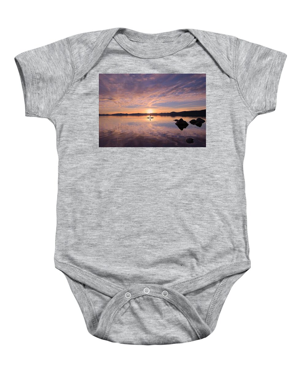 Lake Tahoe Baby Onesie featuring the photograph Sunset SUPper by Sean Sarsfield