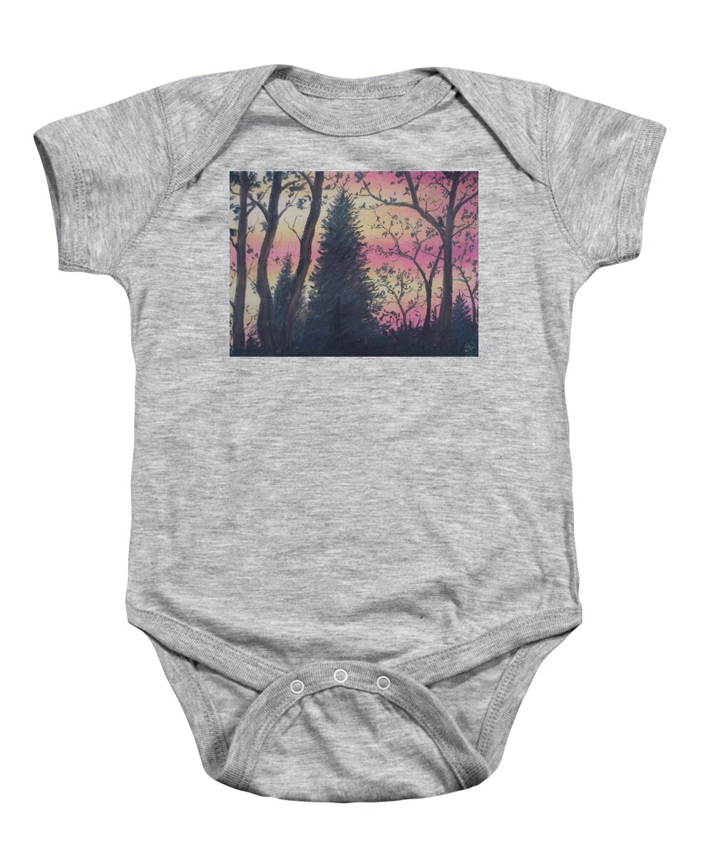 Chromatic Baby Onesie featuring the painting Sunsets Lament by Jen Shearer
