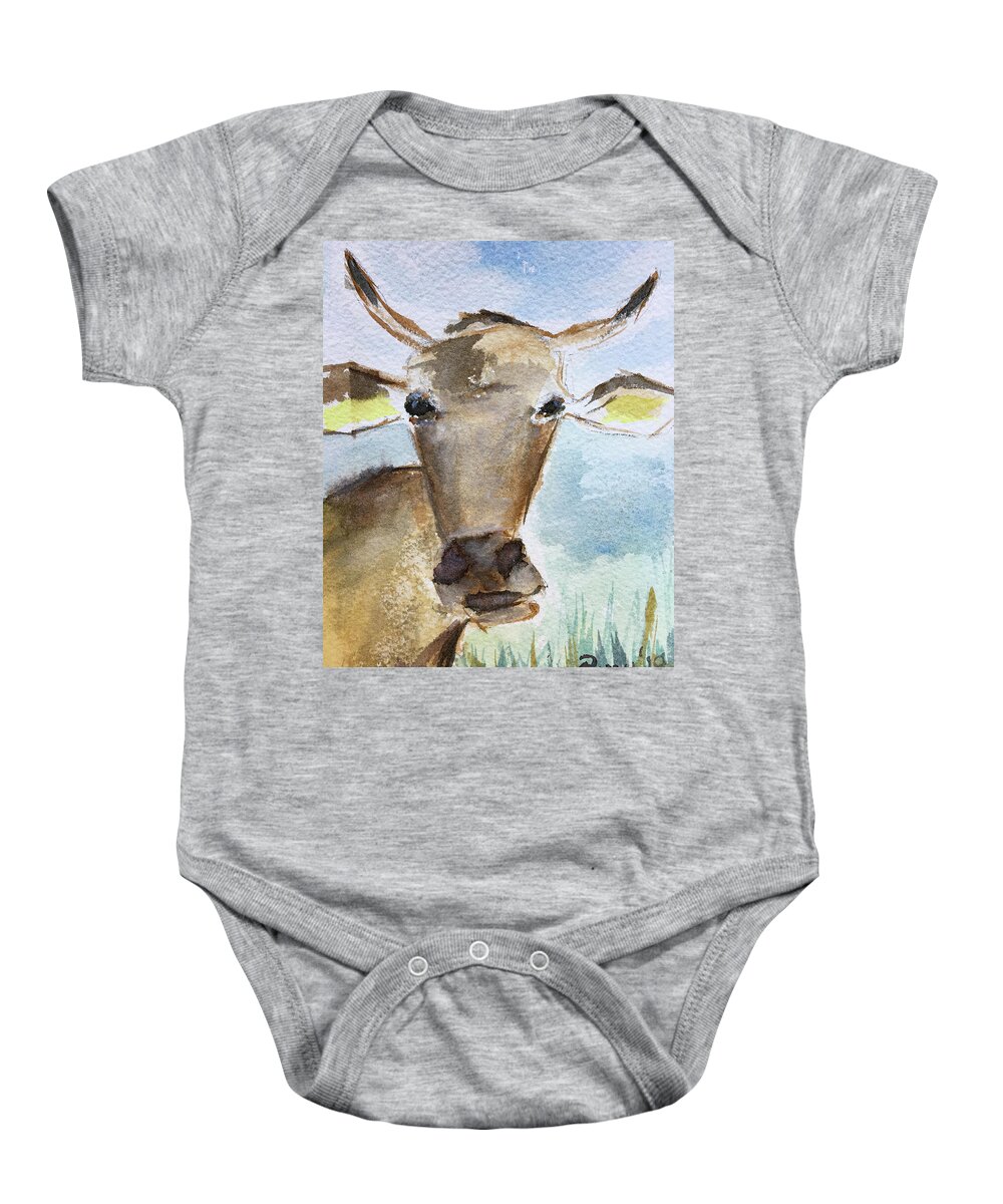 Cow Baby Onesie featuring the painting Sunshine by Roxy Rich