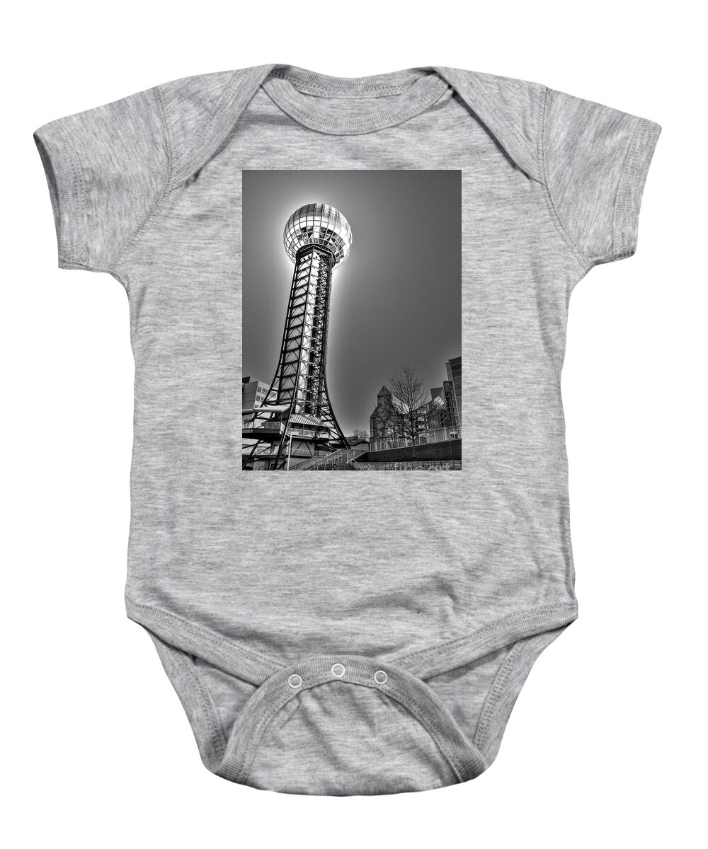Black And White Baby Onesie featuring the photograph Sunsphere by Randall Dill