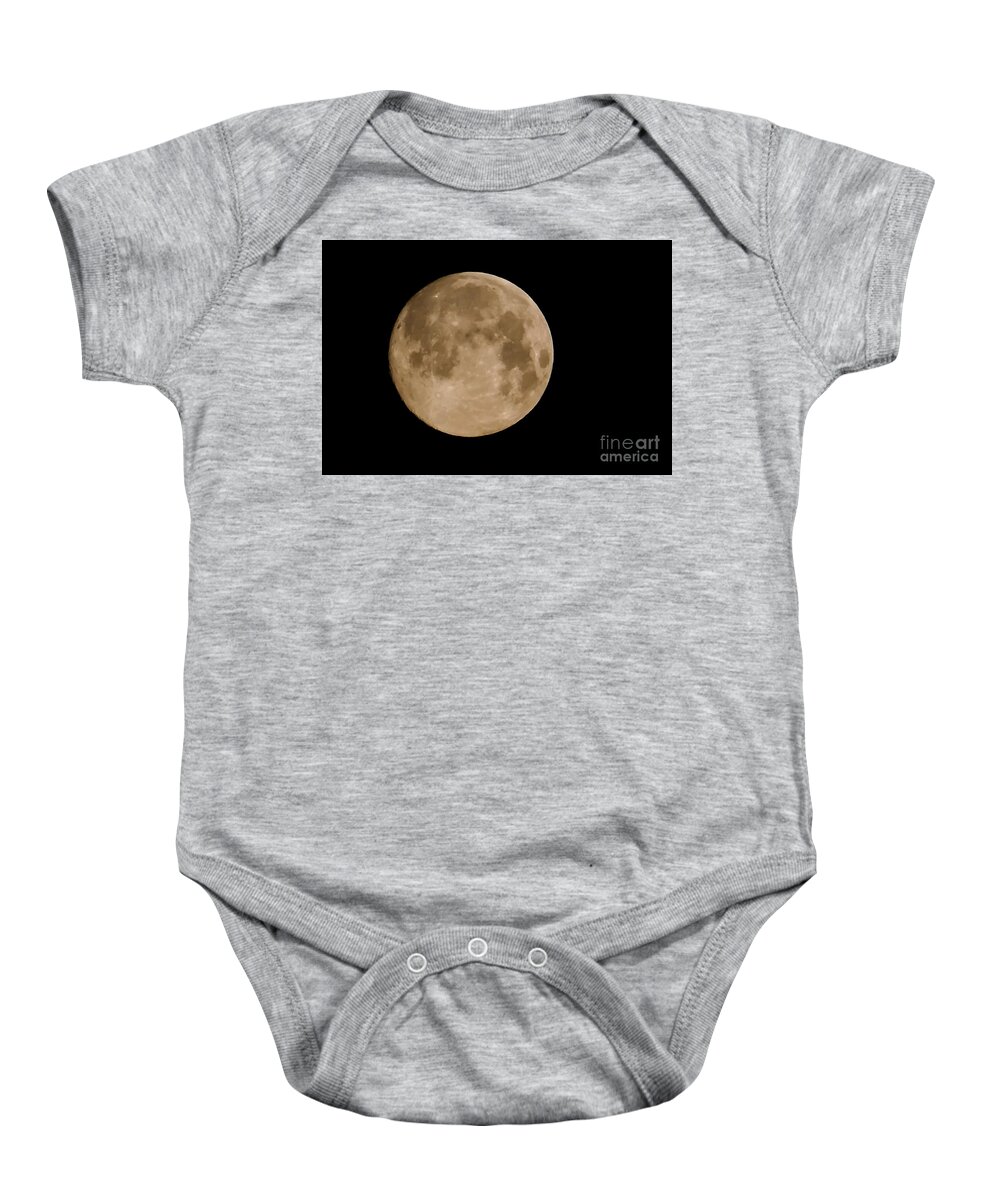 Super Moon Baby Onesie featuring the photograph Super Moon with Black Background by Sandra J's