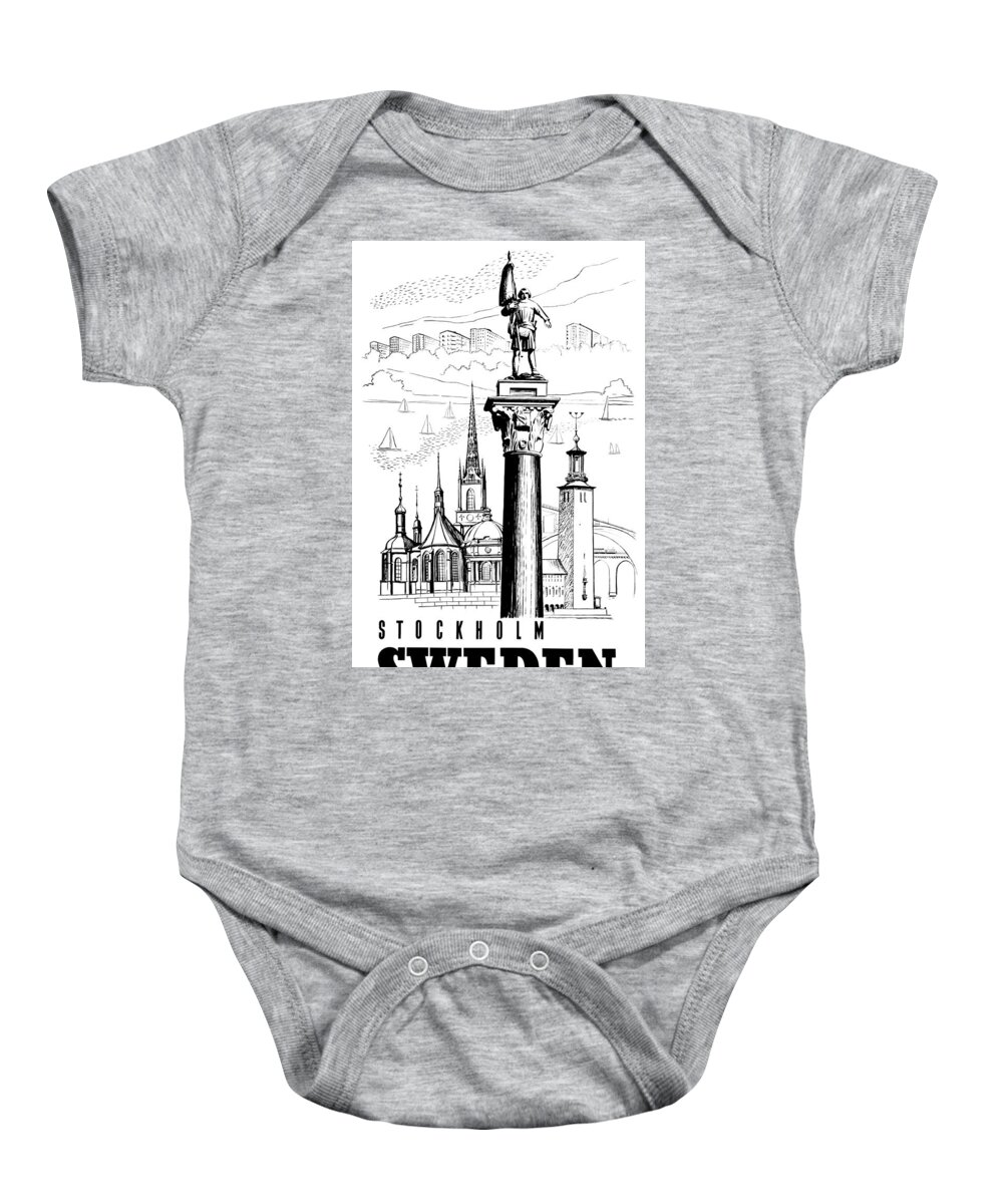 Stockholm Baby Onesie featuring the digital art Sweden, Stockholm by Long Shot