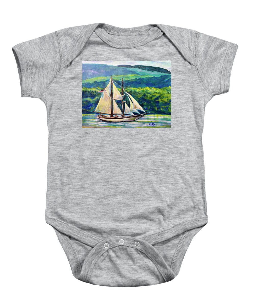 Tall Ship Baby Onesie featuring the painting Tall Ship by Kelly Smith