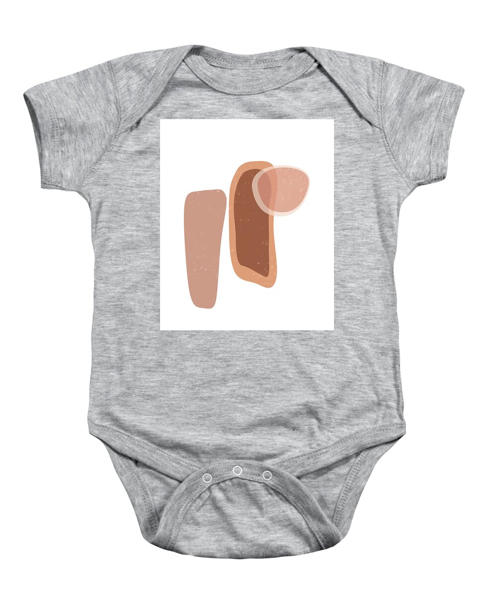 Terracotta Baby Onesie featuring the mixed media Terracotta Abstract 53 - Modern, Contemporary Art - Abstract Organic Shapes - Minimal - Brown by Studio Grafiikka