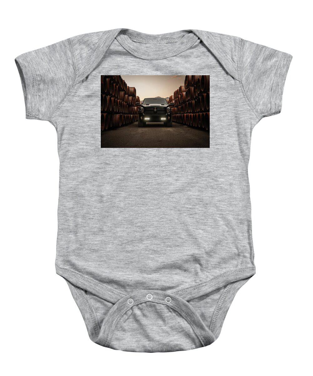 Dodge Baby Onesie featuring the photograph Territorial by David Whitaker Visuals