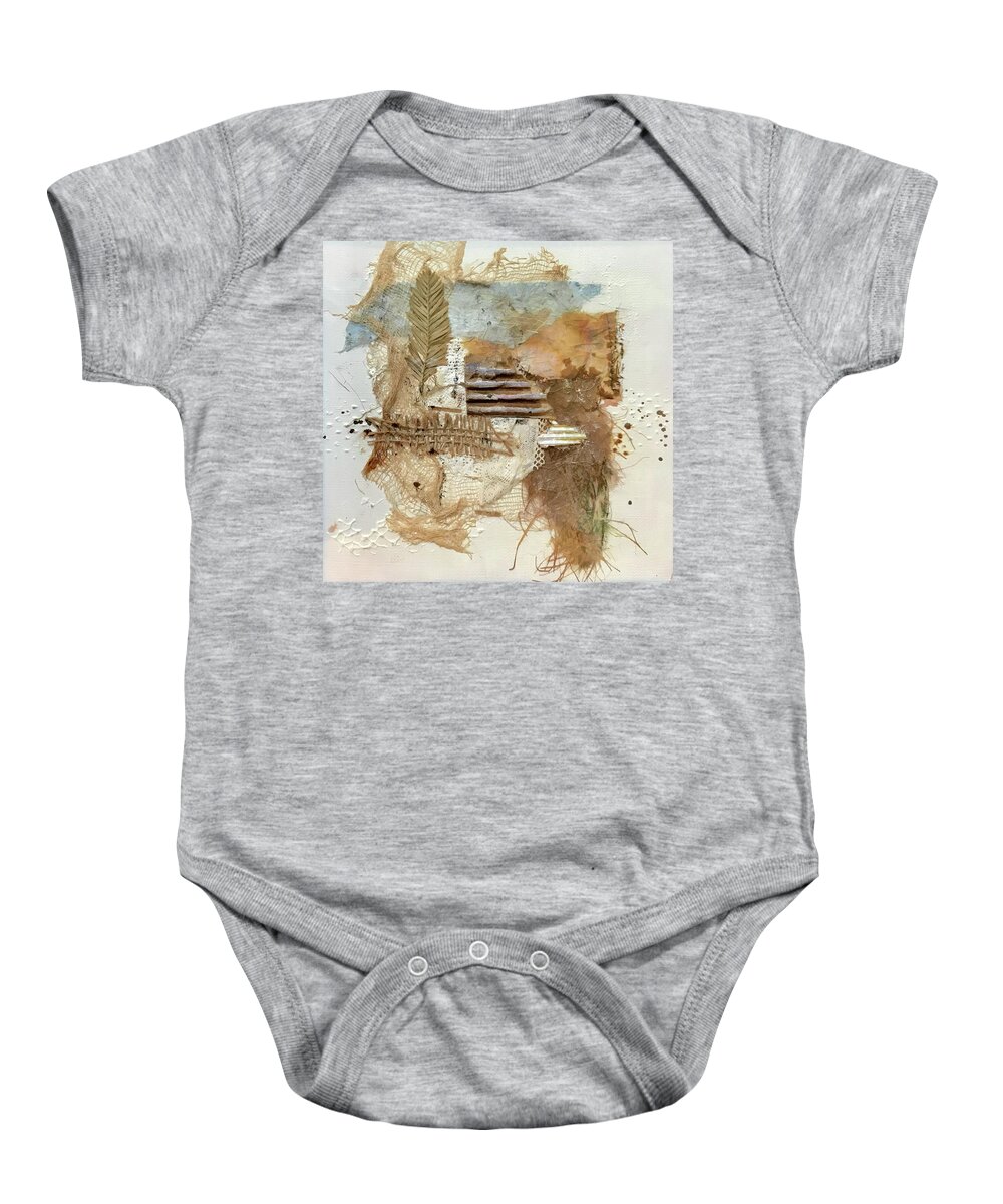 Texture Collage Baby Onesie featuring the painting Rustic collage combining multiple natural elements by Diane Fujimoto