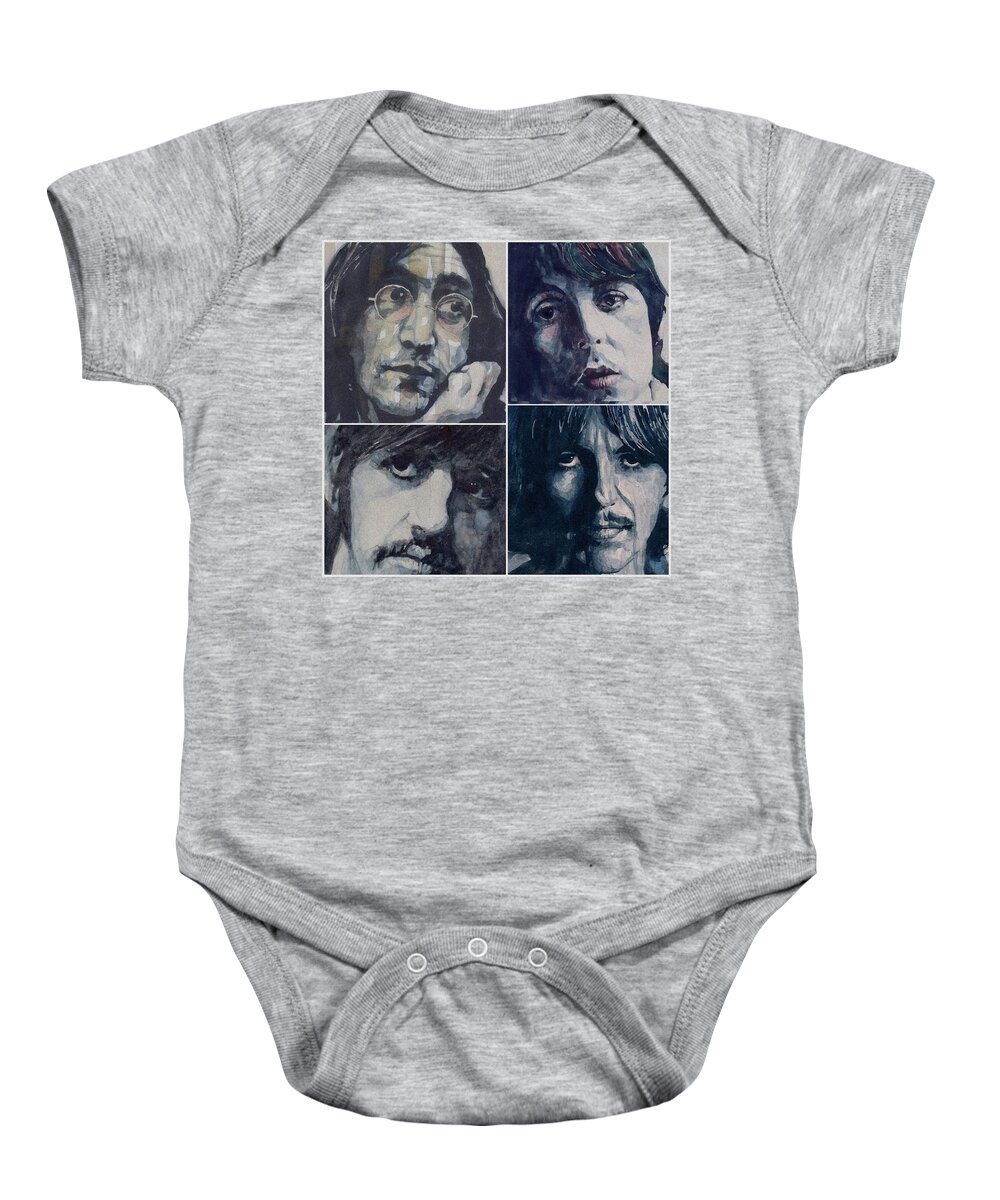 The Beatles Art Baby Onesie featuring the painting The Beatles - Reunion by Paul Lovering