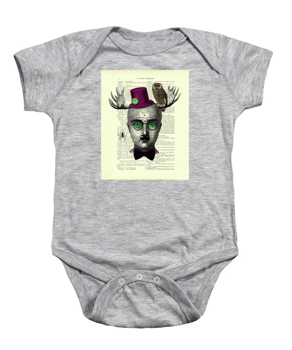 Wizard Baby Onesie featuring the digital art The curious wizard by Madame Memento