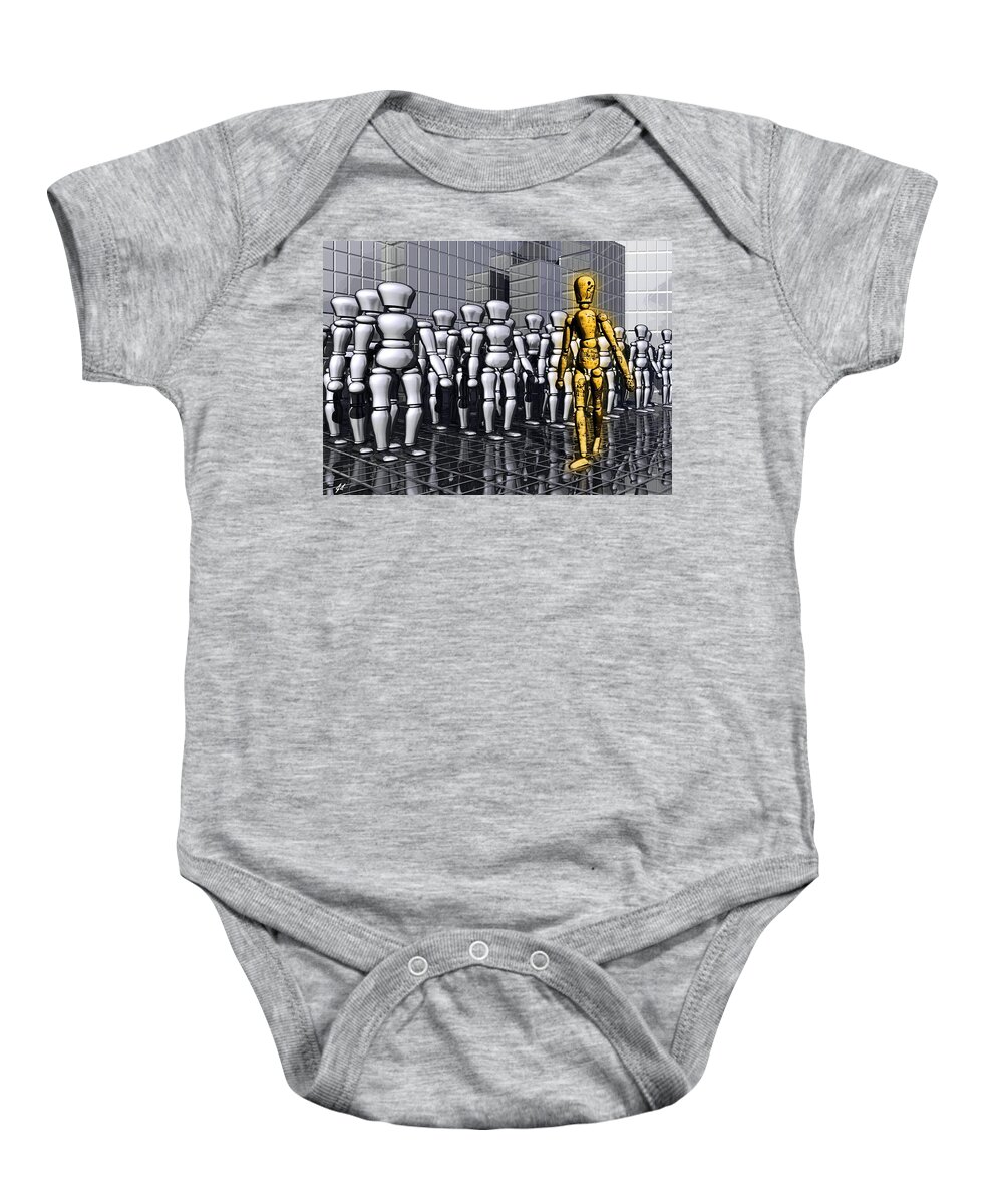 Distopia Baby Onesie featuring the digital art The Eventual Antiquity of Freedom by John Alexander