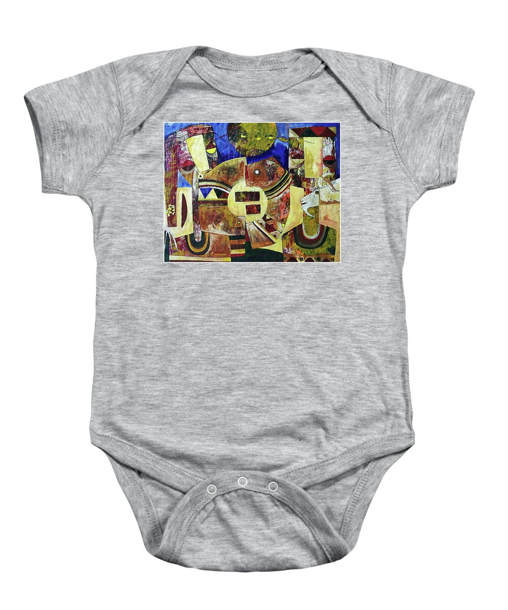 African Baby Onesie featuring the painting The Guilty Are Afraid by Speelman Mahlangu 1958-2004