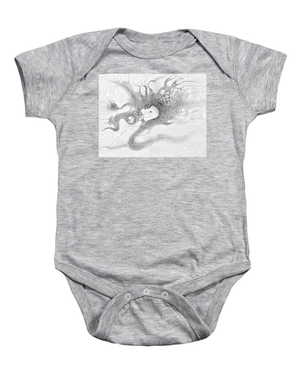 Storm Baby Onesie featuring the drawing The Kite by Franci Hepburn