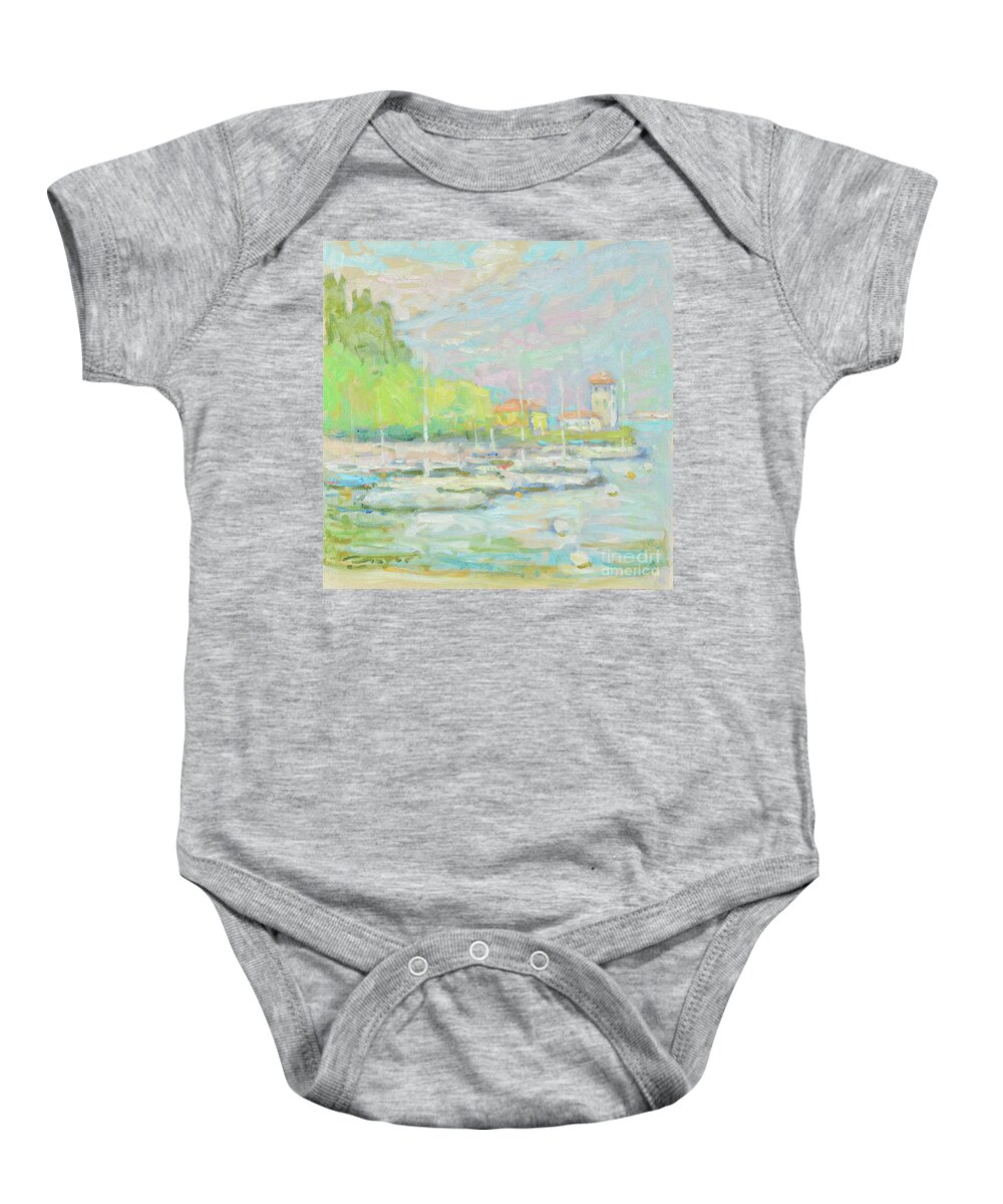 Fresia Baby Onesie featuring the painting The Moving Parts of Color by Jerry Fresia