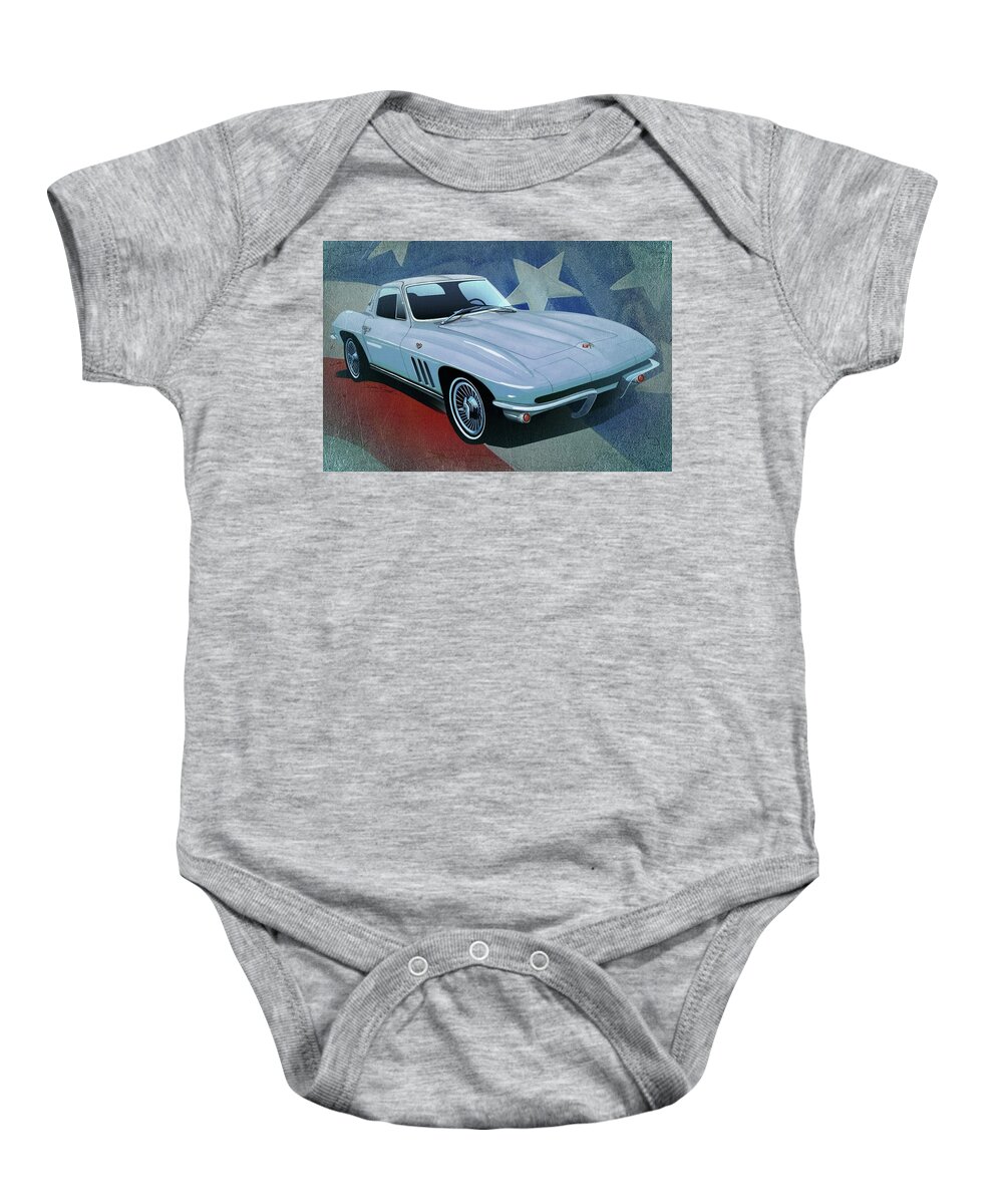 Art Baby Onesie featuring the mixed media The Original Stingray 1963 by Simon Read