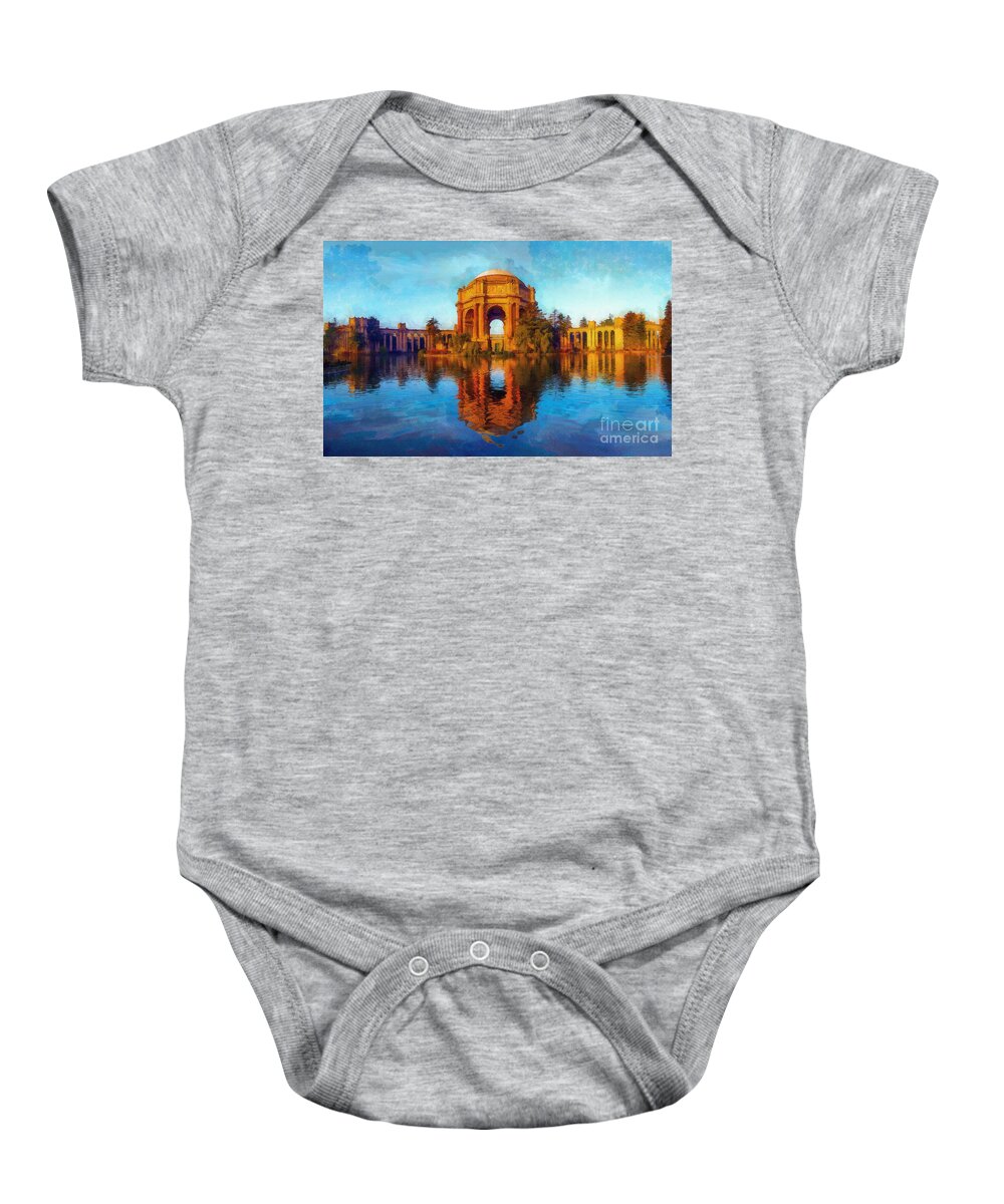 The Palace Of Fine Arts Baby Onesie featuring the digital art The Palace of Fine Arts, SF by Jerzy Czyz