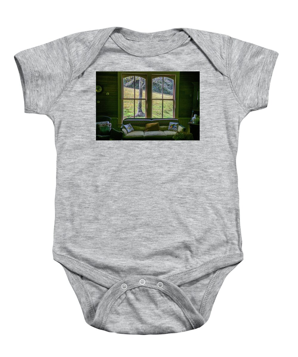 Parlor Baby Onesie featuring the photograph The Parlor Window by WAZgriffin Digital
