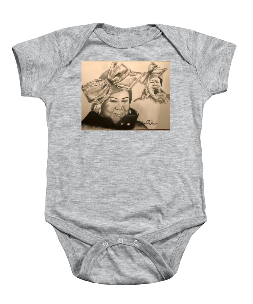  Baby Onesie featuring the drawing The Queen by Angie ONeal