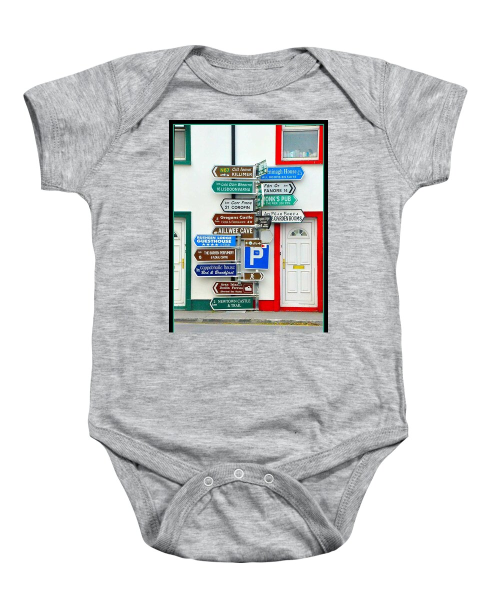 Ireland Baby Onesie featuring the photograph The Signs of Ballyvaughan by Regina Muscarella
