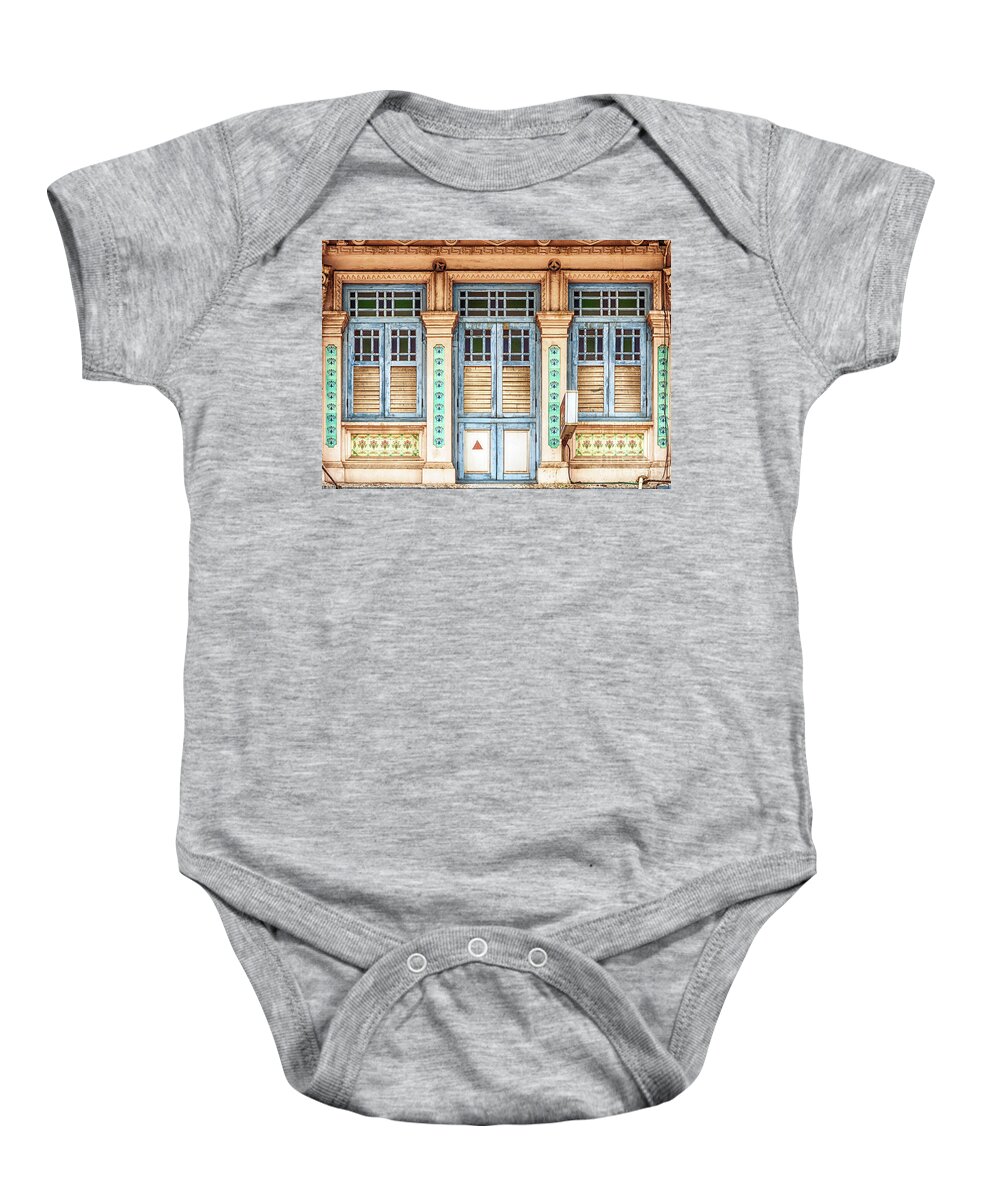 Singapore Baby Onesie featuring the photograph The Singapore Shophouse 33 by John Seaton Callahan