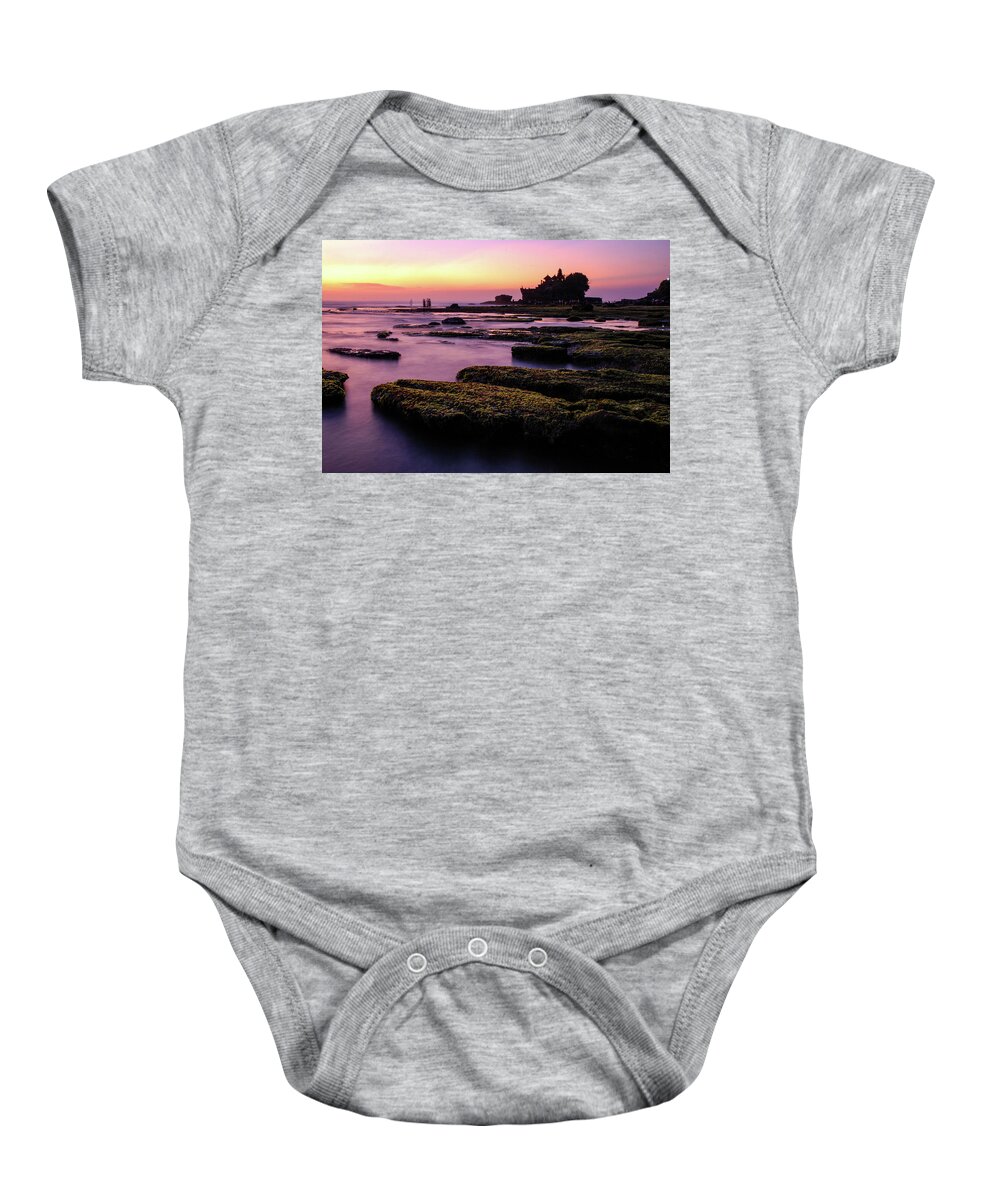 Tanah Lot Baby Onesie featuring the photograph The Temple By The Sea - Tanah Lot Sunset, Bali by Earth And Spirit