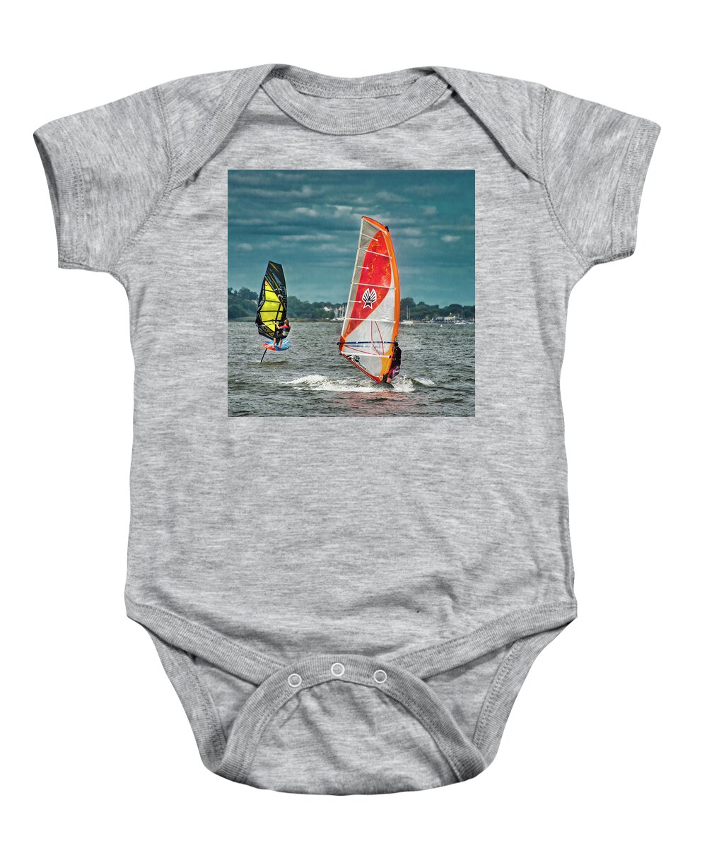 Speed Baby Onesie featuring the photograph The Ups And Downs Of Windsurfing by Gary Slawsky