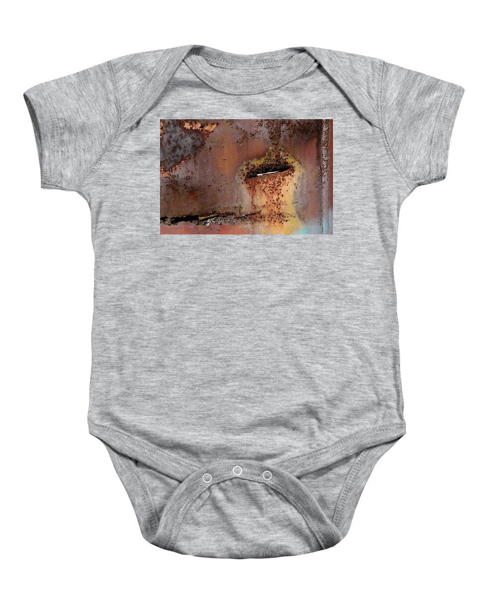 Decay Baby Onesie featuring the photograph this sly guy I can see right through his eye into his thoughts oh my by Kreddible Trout