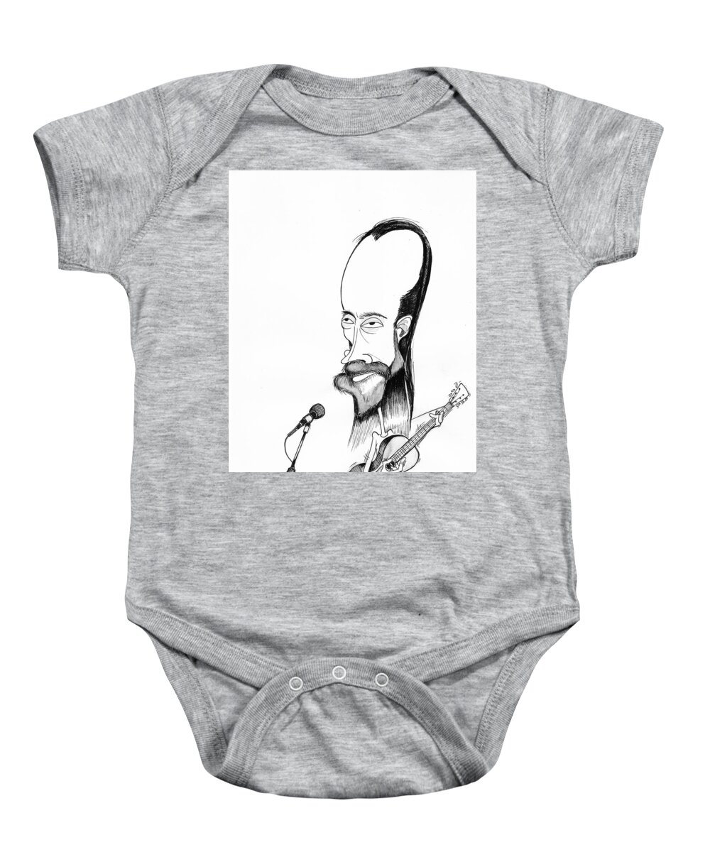 Radiohead Baby Onesie featuring the drawing Thom Yorke by Michael Hopkins