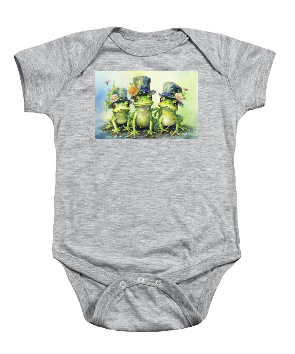 Frogs Baby Onesie featuring the painting Three Dapper Dudes by Tina LeCour