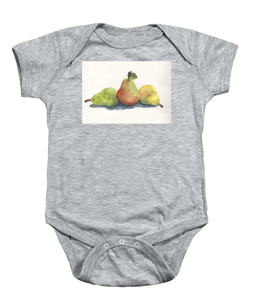 Pears Baby Onesie featuring the painting Three of a Pear by Vicki B Littell