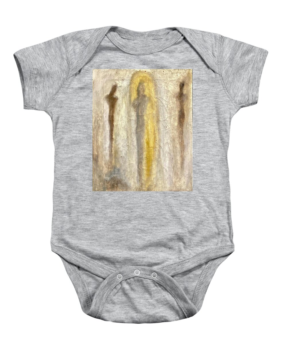 Silhouettes Baby Onesie featuring the painting Three Silhouettes by David Euler