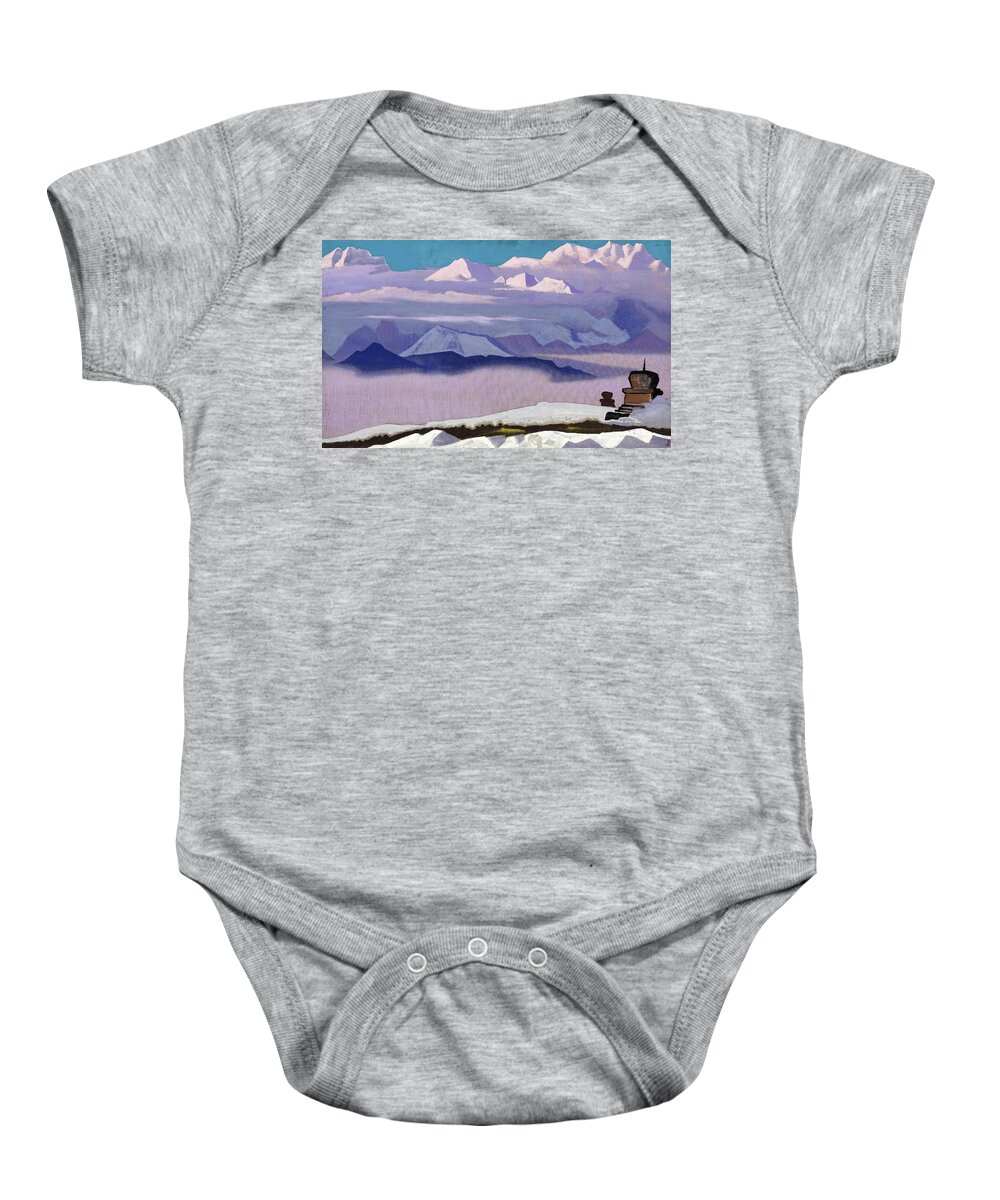 Nicholas Roerich Baby Onesie featuring the painting Tibet, 1930 by Nicholas Roerich