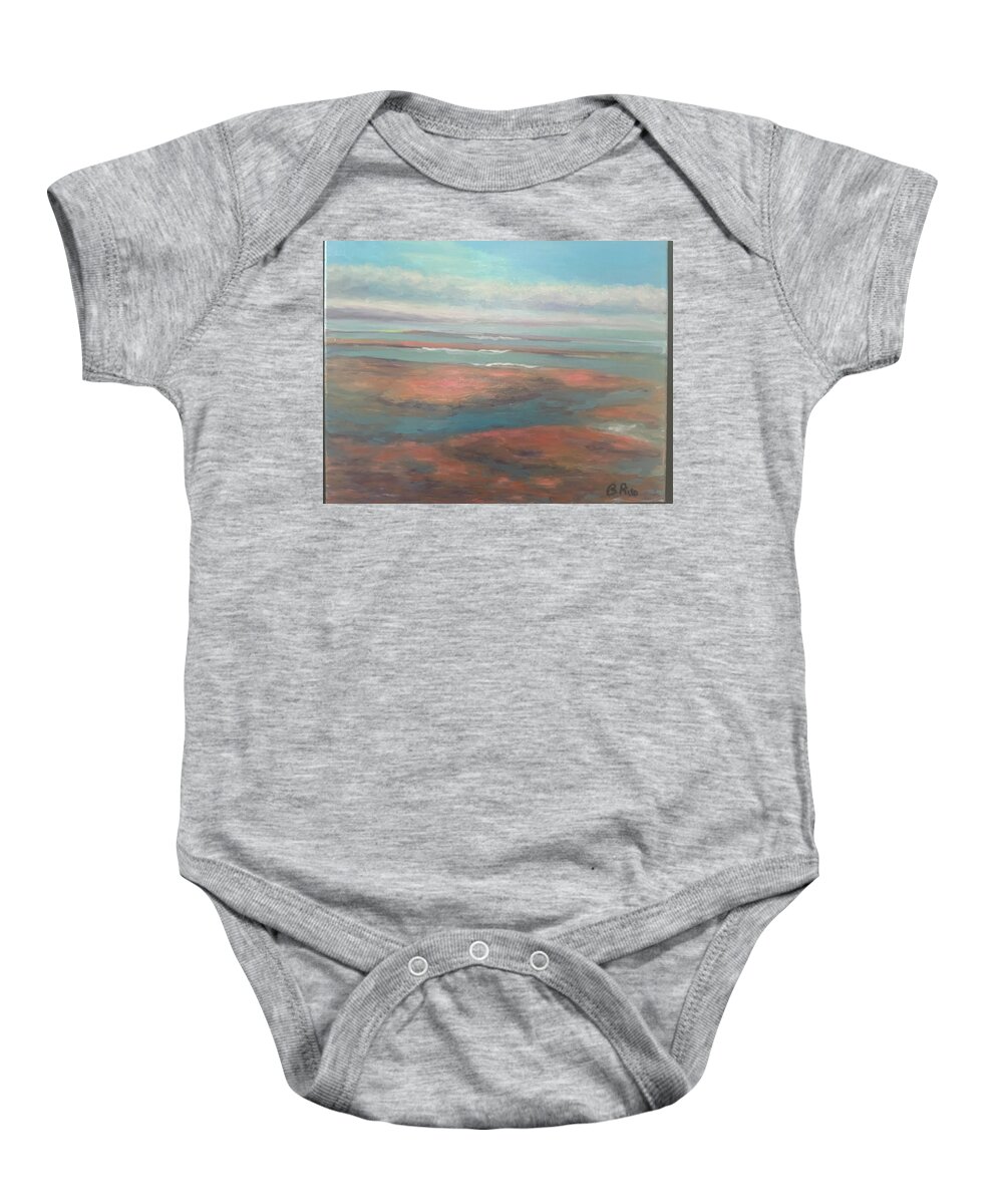Beach Tide Water Sand Cape Cod Bay Baby Onesie featuring the painting Tides by Beth Riso