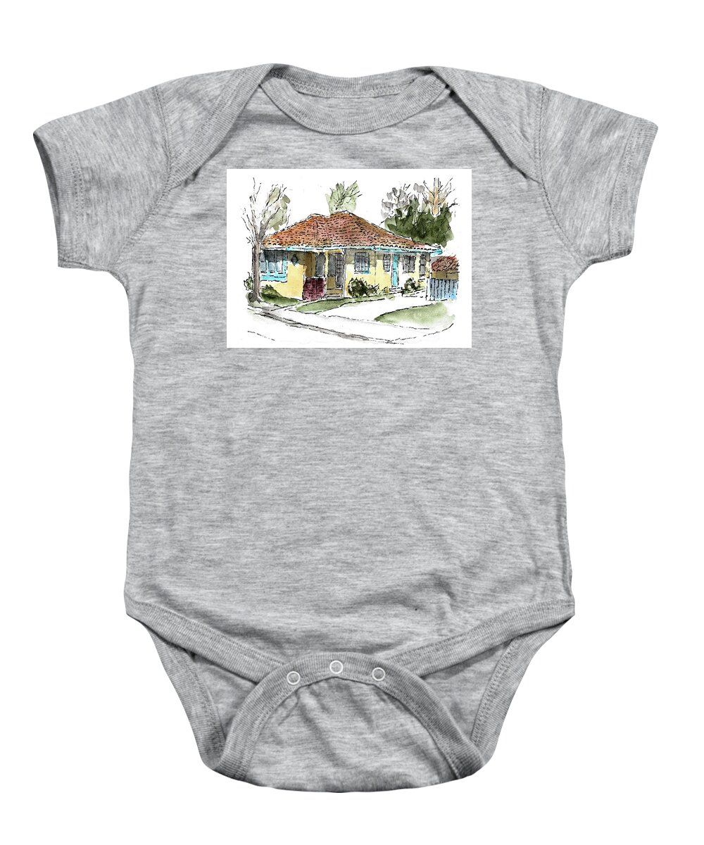 House Baby Onesie featuring the painting Tile Roof at Allied Gardens by Mike Bergen