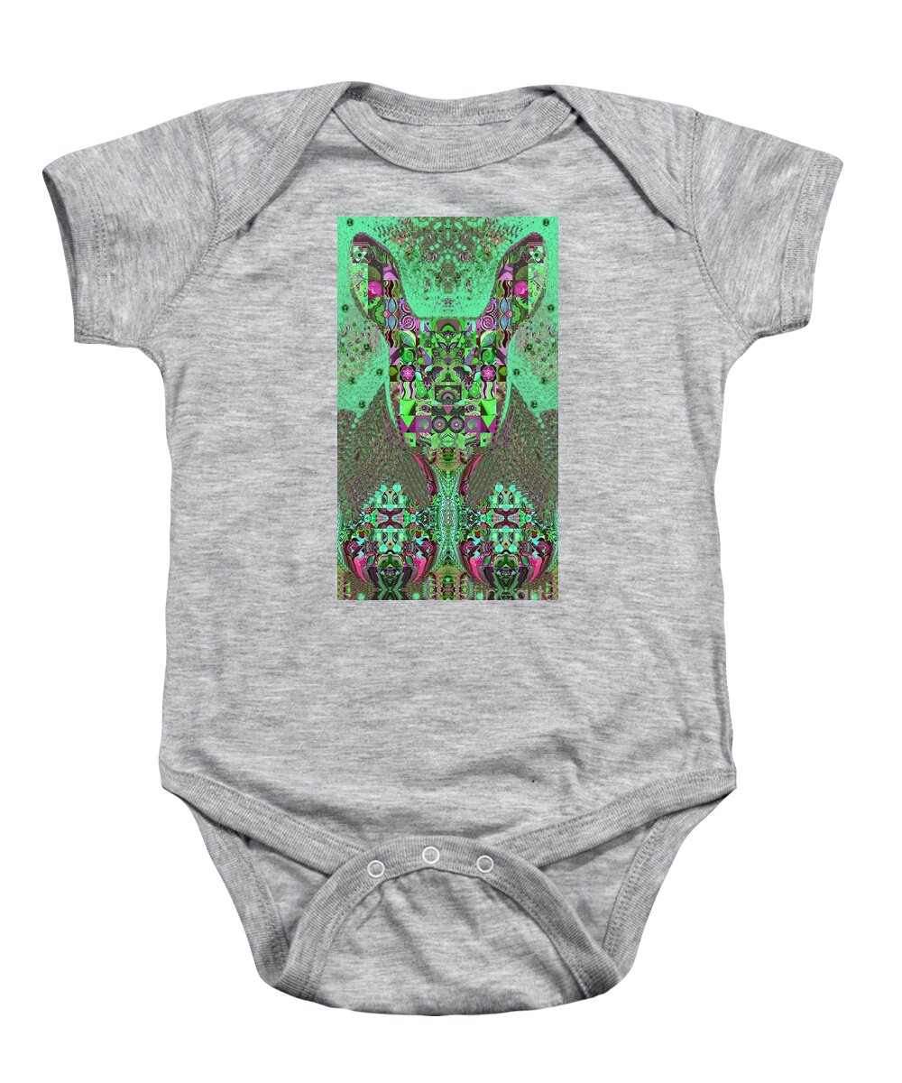 Tjod Wild Hare 3 Full Portrait By Helena Tiainen Baby Onesie featuring the painting TJOD Wild Hare 3 Full Portrait by Helena Tiainen