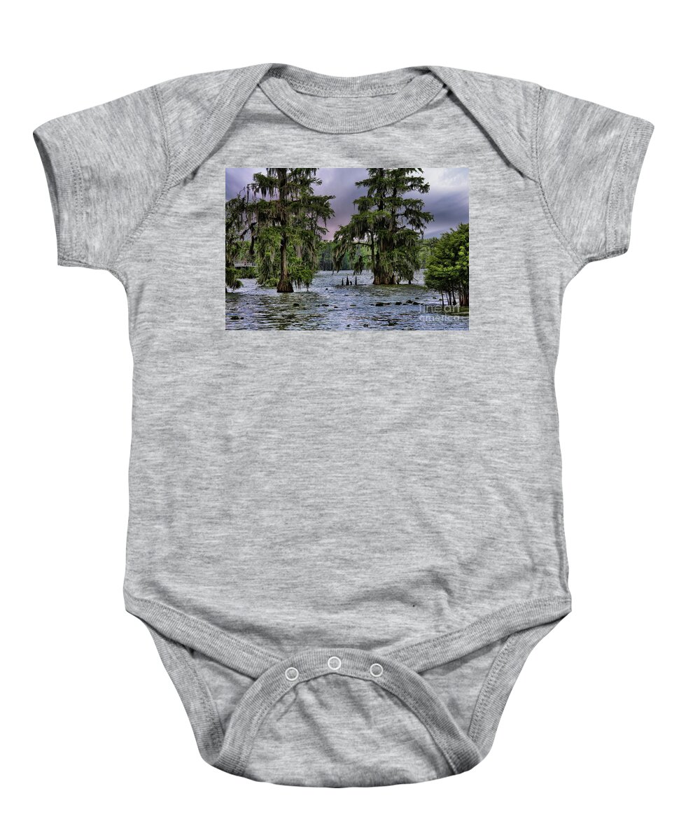 Louisiana Baby Onesie featuring the photograph Trees Swamp Spanish Moss Lake Martin Louisiana Color by Chuck Kuhn