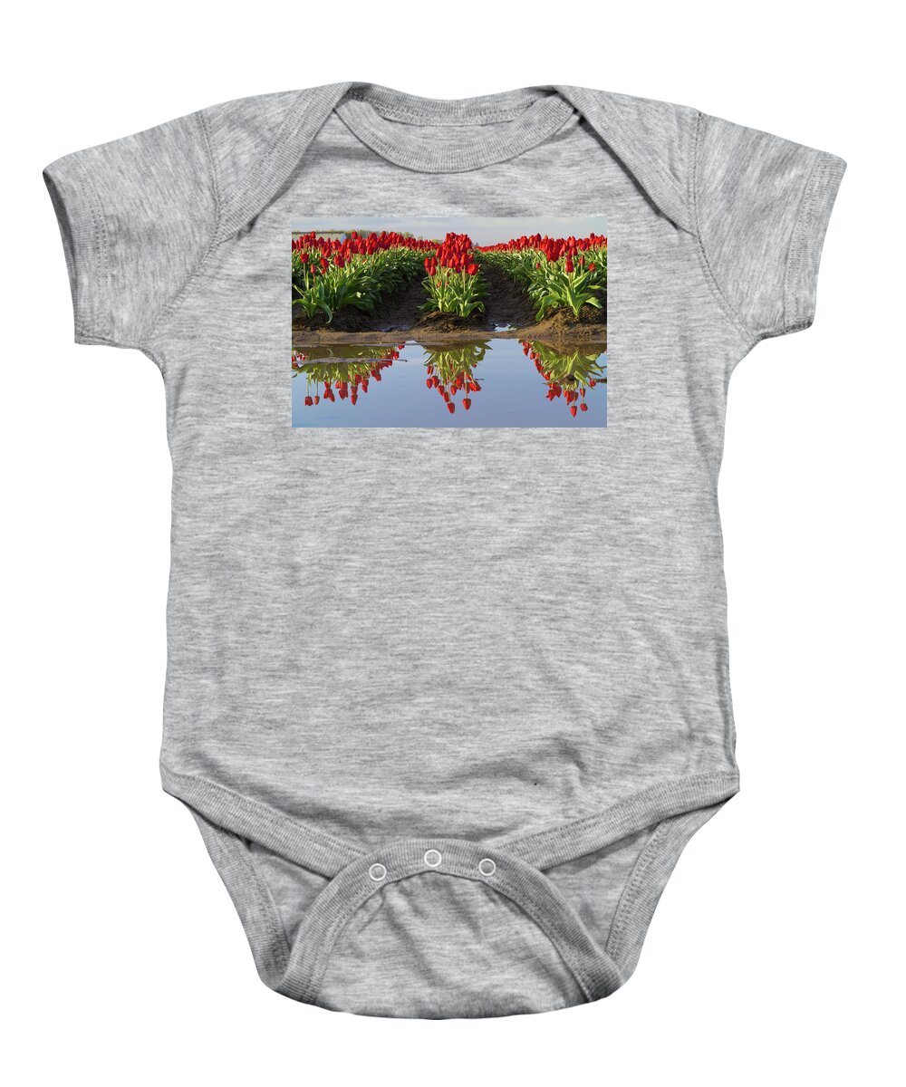 Tulips Baby Onesie featuring the photograph Tulip Reflection by Michael Rauwolf