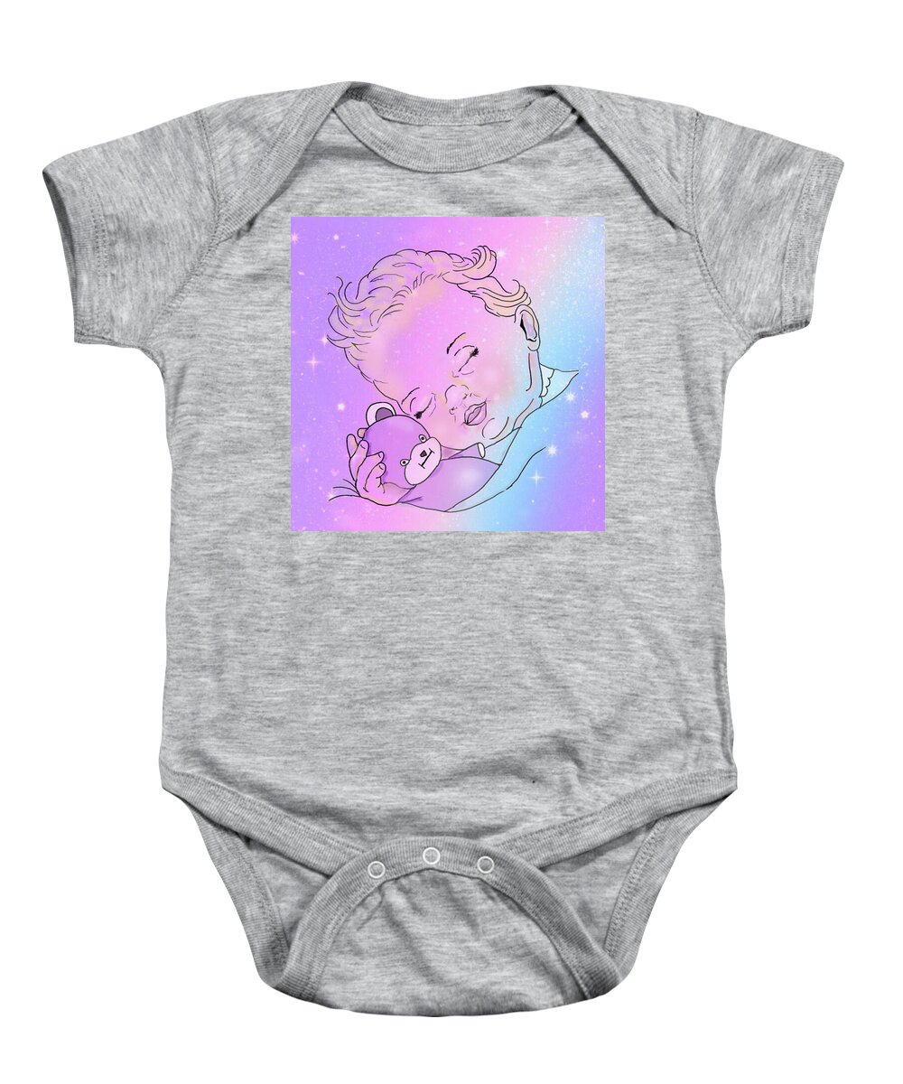 Baby Baby Onesie featuring the digital art Twinkle, Twinkle Little Dreams by Kelly Mills