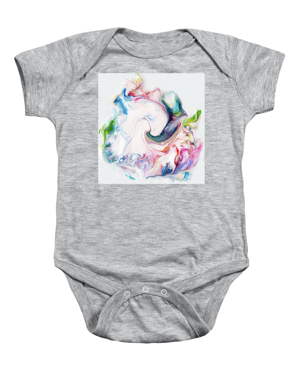 Abstract Baby Onesie featuring the painting Two Ways by Deborah Erlandson