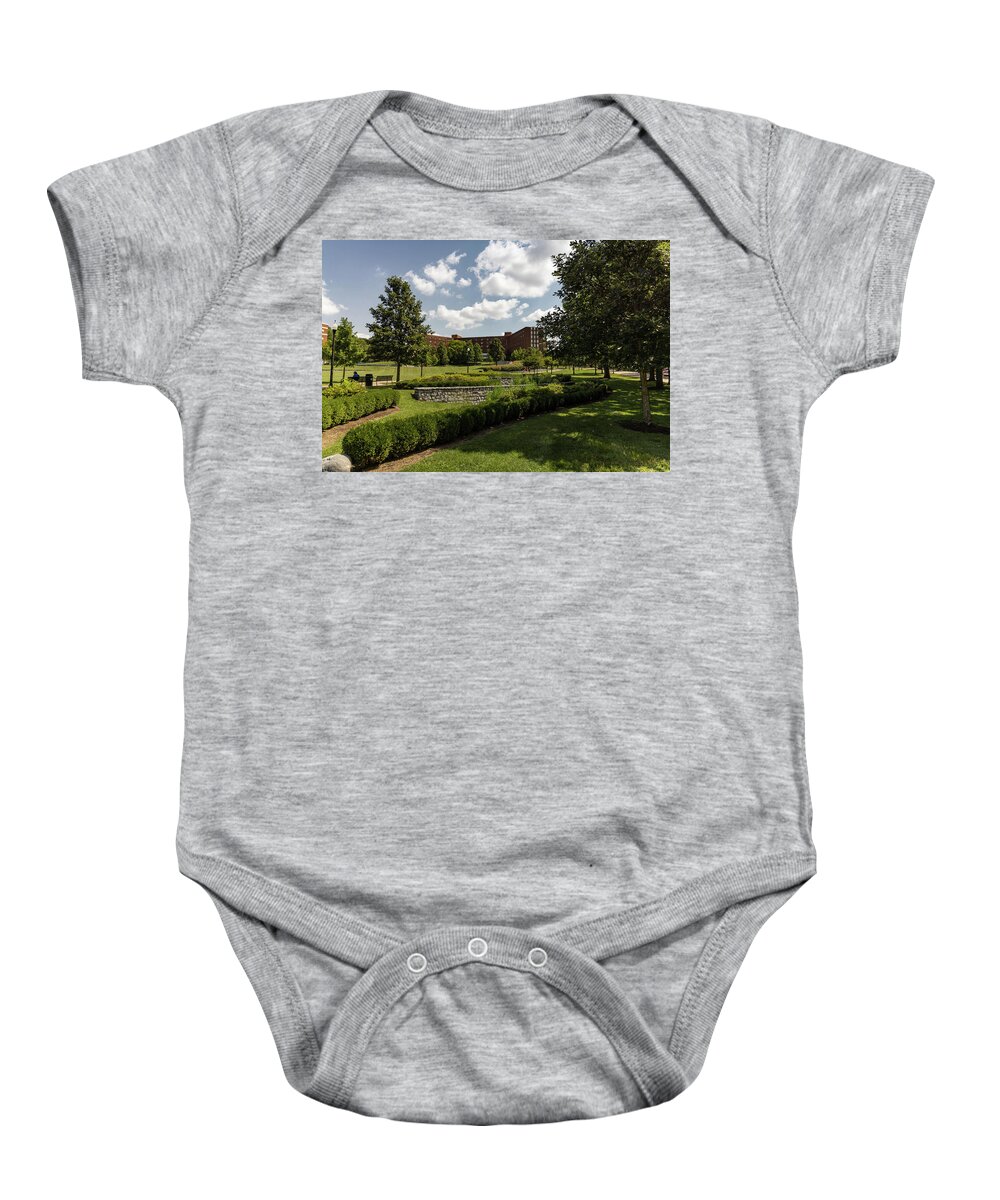 Private College Baby Onesie featuring the photograph University of Dayton campus by Eldon McGraw