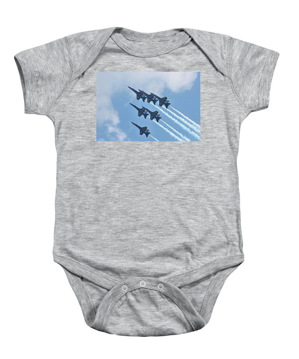 United States Baby Onesie featuring the photograph US Navy Blue Angels by Robert Banach