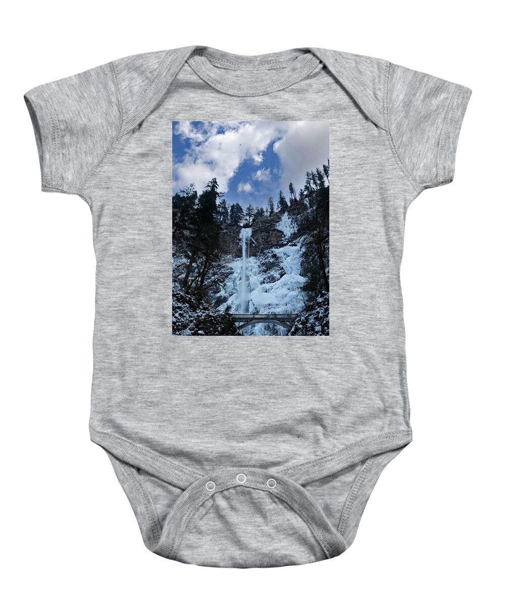 Multnomah Baby Onesie featuring the photograph USA, Oregon, Columbia Gorge , Multnomah Falls 5 by Maggy Marsh