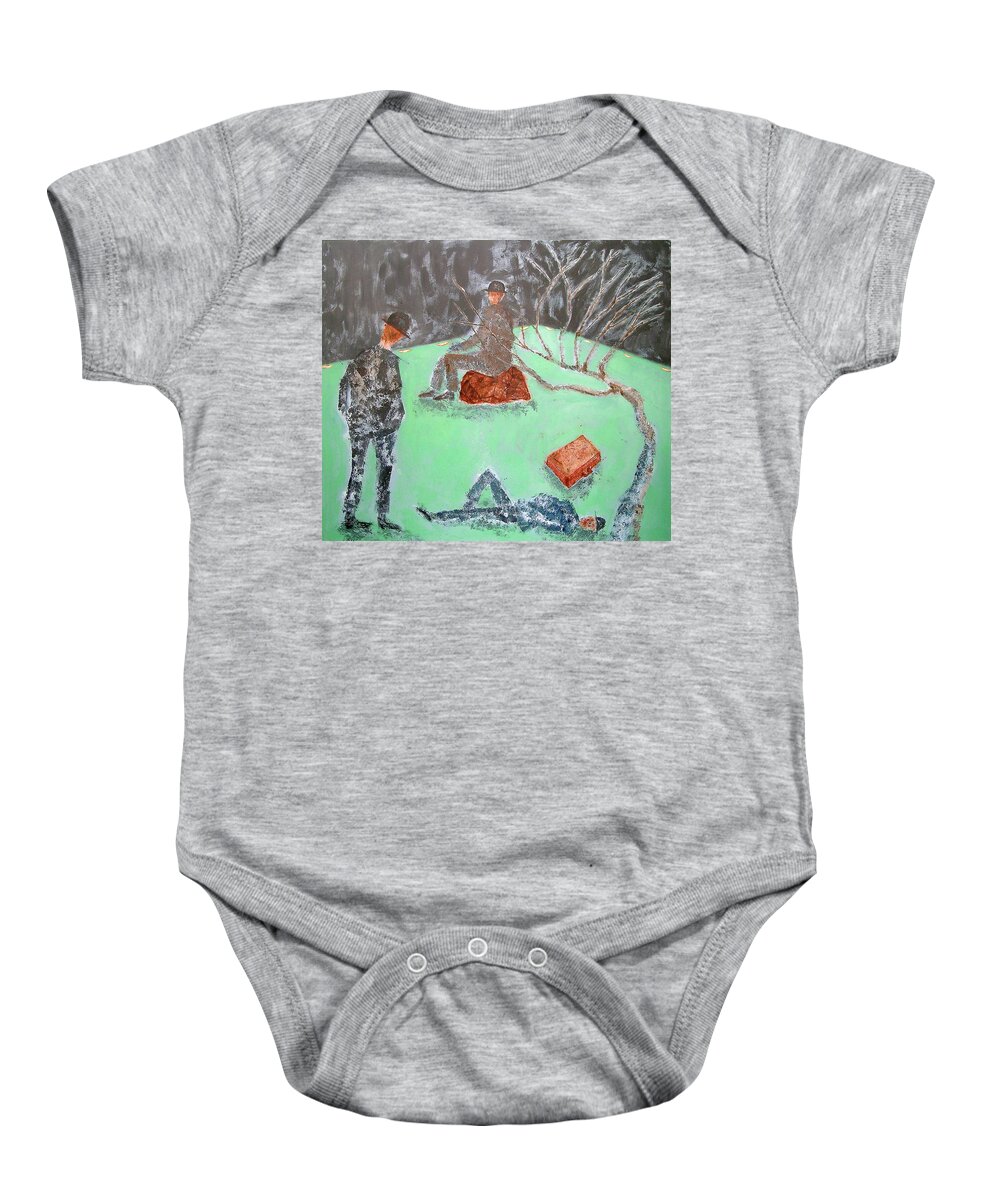 Samuel Beckett Baby Onesie featuring the painting Waiting for Godot by Charles Winecoff