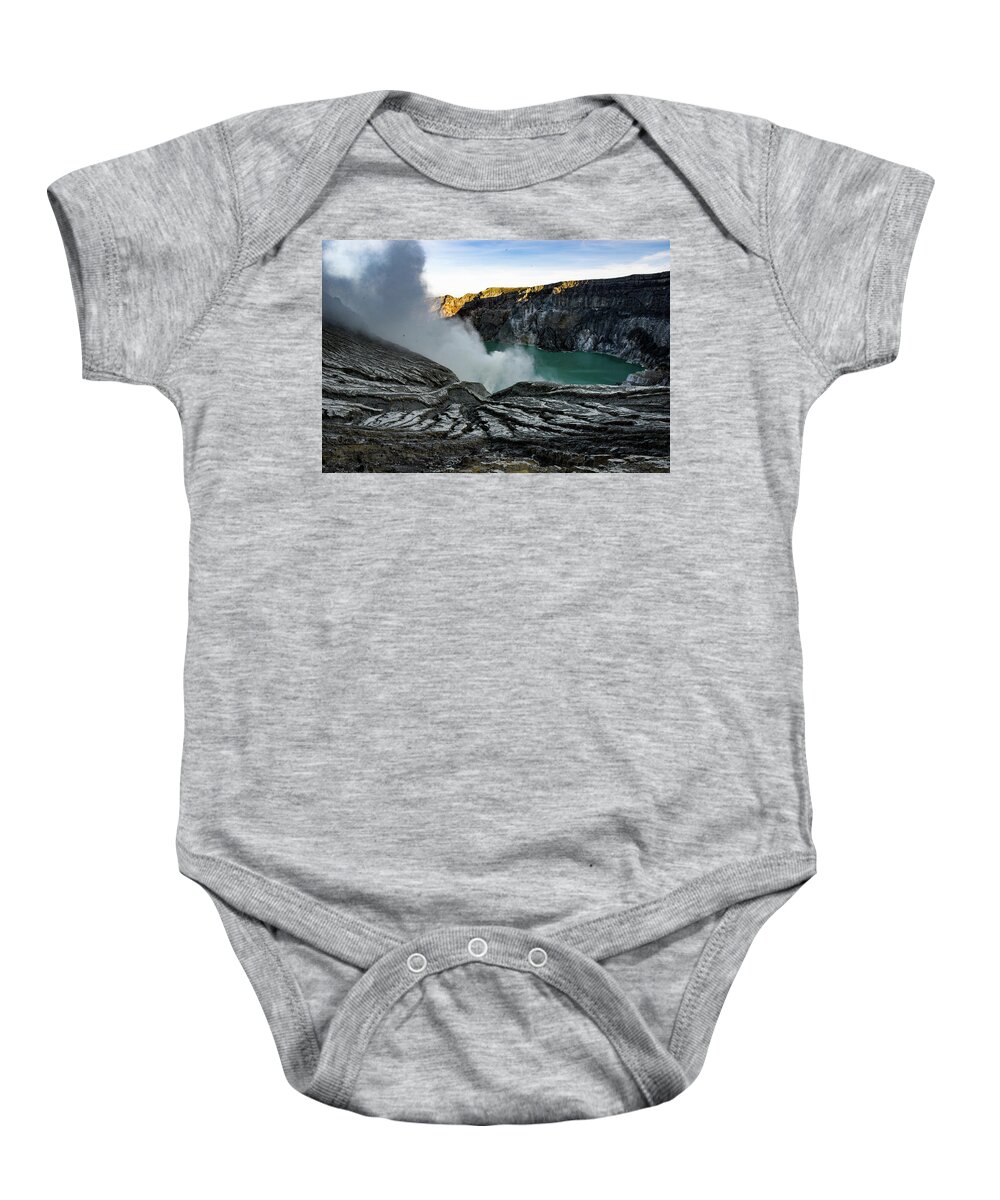 Volcano Baby Onesie featuring the photograph Waiting For The Dawn - Mount Ijen Crater, East Java. Indonesia by Earth And Spirit