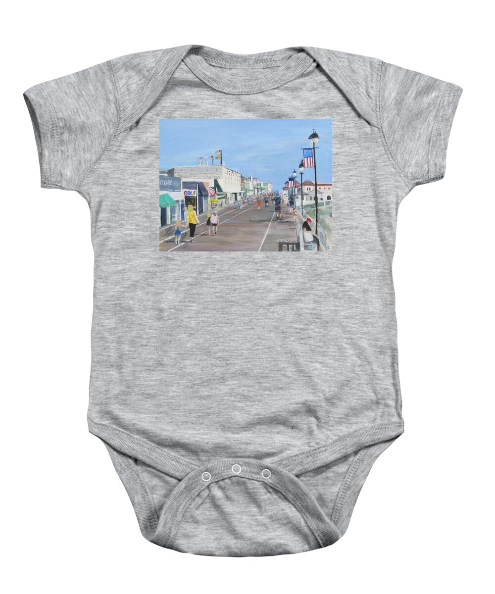 Painting Baby Onesie featuring the painting Walking The Boards by Paula Pagliughi